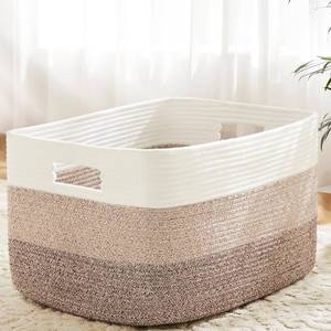 lot 20973 image: Artfeel Blanket Basket, Rectangle Woven Storage Baskets, 30L Laundry
