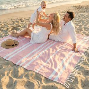 lot 20974 image: Extra Large Beach Blanket with Tassels - Turkish Towel, Picnic Blanket