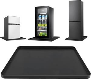 lot 20978 image: Mini Fridge Mat, 19.7x19.7x0.6 in, Silicone Mat, Leak-Proof Tray, Black