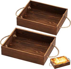 lot 20981 image: Wonderjune 2 Pack Wooden Aluminum Foil Pan Holder for 9x13 Foil Pans