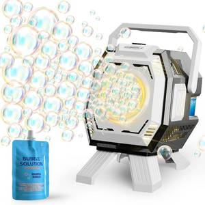 lot 20984 image: Kids Bubble Machine with Lights, Tank, Battery-Operated Blower for Parties