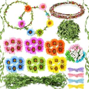 lot 20990 image: Syhood Daisy Crowns Making Kit, 109 Pieces, for Flower Crowns and Headbands