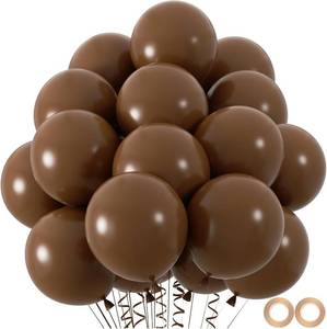 lot 20996 image: 100pcs 12in Dark Brown Latex Balloons (66ft Ribbon) - Brown Party Decor