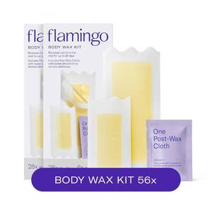 lot 21000 image: Flamingo Body Wax Strips Kit (Pack of 2) 56 Strips, 12 Cloths