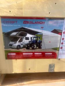 lot 211 image: SDLanch 20x30 All-Steel Carport with Enclosed Sidewalls C2030FT
