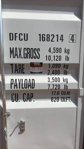 lot 253 image: 12ft DFCU 168214 Shipping Container 620 cu.ft. 3,500 kg Payload