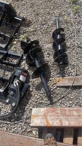 lot 273 image: Skid Steer Auger Attachment with Two Bits