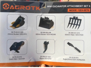 lot 545 image: AGROTK Mini Excavator Attachment Set 6 Model 12EX-SET6