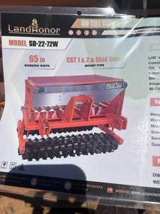 lot 751 image: LandHonor SD-22-72W 65 in SeederDrill Attachment CAT 1&2 Skid Steer