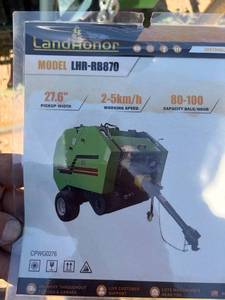 lot 760 image: LandHonor LHR-RB870 Round Baler 27.6 Pickup 80-100 BalesHour