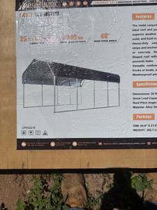lot 767 image: Landhonor Metal Carport 20 ft x 11 ft x 9 ft 4630 lbs Snow Load LHR-MS1119