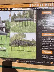 lot 774 image: LandHonor 21x13 ft Metal Carport LHR-MC2113 Alloy Steel Gray