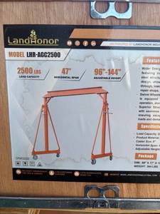 lot 799 image: LandHonor LHR-AGC2500 Gantry Crane 2500 lbs 47 Span 96-144 Height