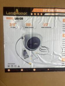lot 915 image: LandHonor LHR-130 12 x 100 ft Retractable Garden Hose Reel 34 Fitting