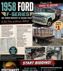 lot 1031 image: Ford 1958 F-Series Stake Bed Truck One-Owner University of Arizona
