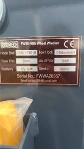 lot 1035 image: Promech FW80 Fifth Wheel Wrecker 12000 LB Hook Ball 70 kN Lift