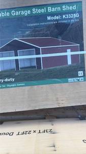 lot 304 image: KJ Double Garage Steel Barn Shed 33FTx25FT Model K3325G