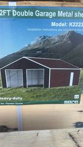 lot 306 image: KJ 23FT x 22FT Double Garage Metal Shed K2223G Heavy-Duty