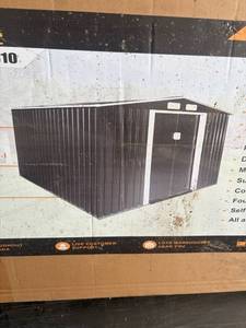lot 691 image: LandHonor 8ft x 10ft Galvanized Metal Shed LHR-MS0810 80.6 sq ft