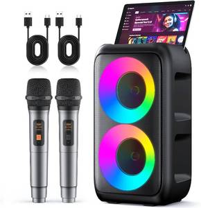 lot 2100 image: Karaoke Machine for Adults & Kids, Portable Bluetooth Speaker, 2 Mics, TWS