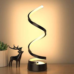 lot 2105 image: NU R Spiral LED Table Lamp, Black, Dimmable with Touch, 3-Color Temp, 15.8