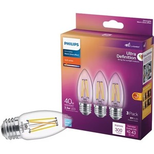 lot 2107 image: Philips 3pk 40w B11 Wg Led Bulb 574392