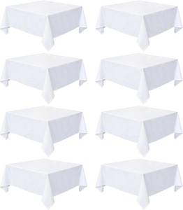 lot 2109 image: 8 Pack White Square Tablecloth 54x54 in  Wrinkle-Resistant Polyester