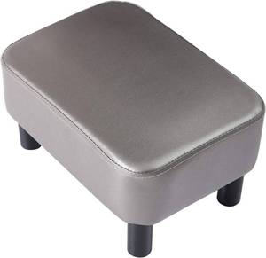 lot 2115 image: IBUYKE 16.54 PU Leather Footstool with Padded Seat, Pine Wood Legs RF-BD211
