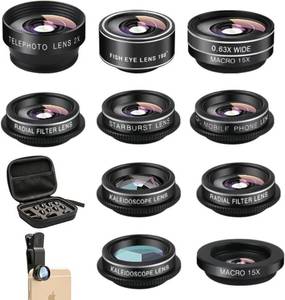 lot 2120 image: Phone Camera Lens Kit Clip-On FisheyeMacroWide for iPhoneAndroid