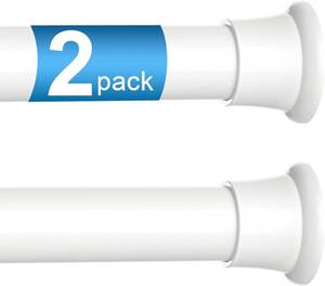 lot 2131 image: 2Pcs Spring Tension Curtain Rod, White 30-62 Inch No-Drill 0.87in