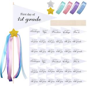 lot 2139 image: TaoBary 34-Pack First & Last Day Pennant Flags Kit, DIY Back-to-School Signs
