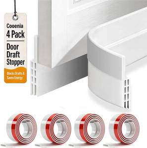 lot 2141 image: 3 Pack Door Draft Stopper, Door Sweep 2W x 39L, White, Adhesive
