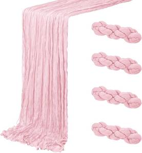 lot 2153 image: 4 Pack Light Pink Cheesecloth Table Runner 20x120 in Gauze, Semi-Sheer