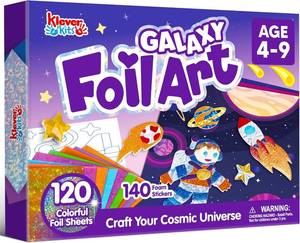 lot 2157 image: Klever Kits Outer Space Foil Art Kit for Kids - Mess Free Coloring