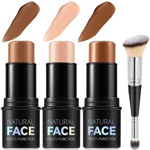 lot 2163 image: 3Pcs Cream Contour Stick Kit with Highlighter, Blush & Bronzer, Waterproof