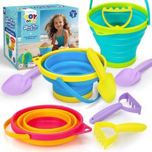 lot 2181 image: TOY Life 9-Pc Collapsible Sand Bucket Set with Shovels & Rakes, Ages 3-8