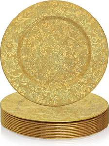 lot 2191 image: ZOOFOX 12 Pack Gold Charger Plates, 13 Round Plastic Chargers for Dinner