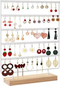 lot 2195 image: 5-Tier Earring Organizer, 120 Holes, Removable Wooden Base, HomeStore