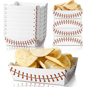 lot 2197 image: 60 Pack Paper Food Trays 1 lb Disposable Carnival Baseball  Ocean Theme