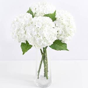 lot 2209 image: 3 Pcs Real Touch Hydrangea Artificial Flowers, 21 White, Long-Stem Latex