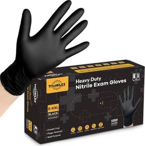 lot 2213 image: Nitrile Exam Gloves - 6-mil, Black, Heavy Duty, Latex Free, Food Safe