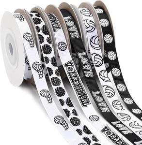 lot 2219 image: DECYOOL Volleyball Ribbons, 6 Rolls, 60 Yards Grosgrain 10mm Wide BlackWhite