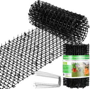 lot 2222 image: Sanwuta 2 Pcs Cat Spike Mat 26.3 ft Deterrent with Spikes, 10 Staples Black