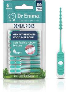 lot 2249 image: Dr. Emma Soft Rubberized Dental Picks, Mint Brush Picks, 100 Count