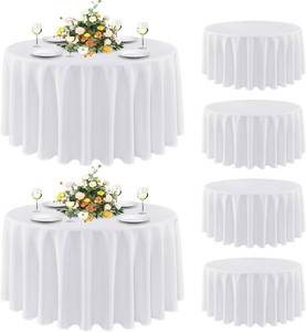 lot 2262 image: Sancua 90-Inch Round White Tablecloth, 6-Pack, Water-Resistant Polyester