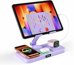 lot 2273 image: Magnetic Charging Station for Apple Devices   Wireless Charger with Clock