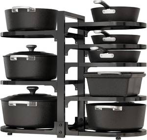 lot 2282 image: Adjustable Heavy-Duty Pots and Pans Organizer Under Cabinet, 8-Tier, Black