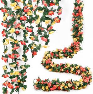 lot 2286 image: 5Pcs 41FT Champagne & Orange Flower Garland for Wedding Backdrop