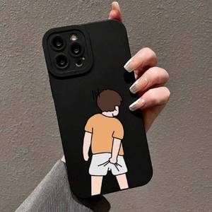 lot 2288 image: Funny Boy Pattern Phone Case for iPhone 16 11 Pro Max, Black Soft Cover