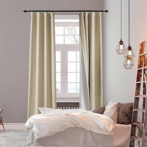 lot 2292 image: 3-in-1 Soundproof Blackout Curtains 72 in Back Tab Drapes Beige 50x72